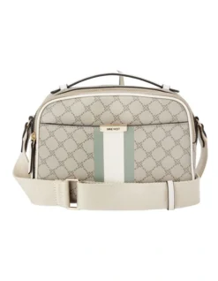 Nine West Pamela Logo Camera Crossbody Bag In Beige/Aloe