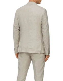 Calvin Klein X-Slim Linen Blend Stretch Double Breasted Suit Jacket In Light Grey -Myer Clothing Shop 926776720 4 1 720x928