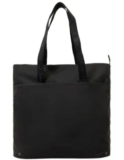 Calvin Klein Zip Top Recycled Polyester Tote Bag In Black