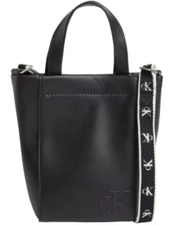 Calvin Klein Jeans Ultralight Faux Leather Tote Bag In Black