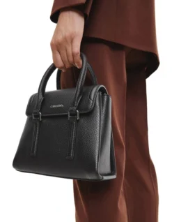 Calvin Klein Elevated Faux Leather Satchel Bag In Black -Myer Clothing Shop 926889490 4 720x928
