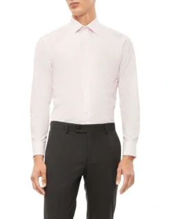 Calvin Klein Slim Long Sleeve Mini Check Shirt In Pink