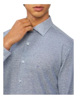 Calvin Klein Slim Long Sleeve Knitted Shirt In Navy -Myer Clothing Shop 927759700 4 720x928
