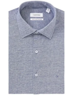 Calvin Klein Slim Long Sleeve Knitted Shirt In Navy -Myer Clothing Shop 927759700 5 720x928