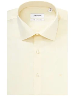 Calvin Klein Slim Long Sleeve Pinpoint Shirt In Yellow -Myer Clothing Shop 927760240 5 720x928