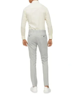 Calvin Klein Slim Long Sleeve Marle Check Shirt In Ecru -Myer Clothing Shop 927760420 3 720x928