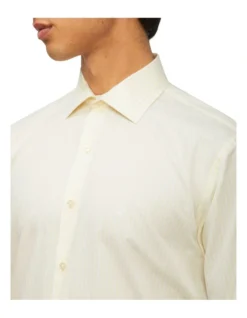 Calvin Klein Slim Long Sleeve Marle Check Shirt In Ecru -Myer Clothing Shop 927760420 4 720x928