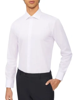 Calvin Klein Slim Long Sleeve Dobby Stripe Shirt In Purple