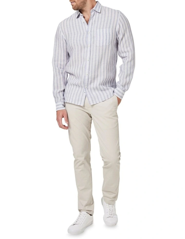 Dominic Long Sleeve Linen Stripe Shirt In Purple Multi 3 Dominic Long Sleeve Linen Stripe Shirt In Purple Multi - Image 3