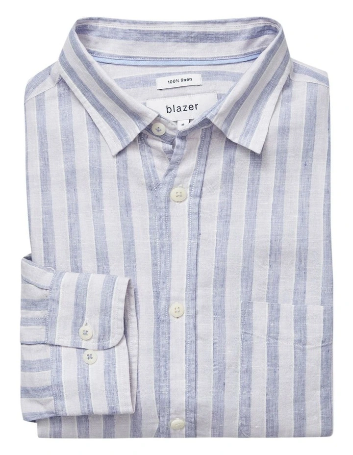 Dominic Long Sleeve Linen Stripe Shirt In Purple Multi 5 Dominic Long Sleeve Linen Stripe Shirt In Purple Multi - Image 5