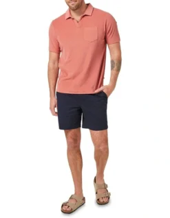 Oliver Terry Open Collar Polo In Terracotta -Myer Clothing Shop 928180540 3 720x928