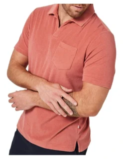 Oliver Terry Open Collar Polo In Terracotta -Myer Clothing Shop 928180540 4 720x928