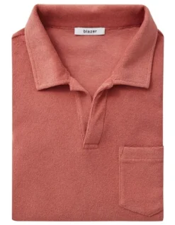 Oliver Terry Open Collar Polo In Terracotta -Myer Clothing Shop 928180540 5 720x928