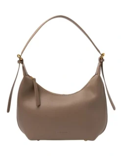 Amina Leather Hobo Bag In Beige