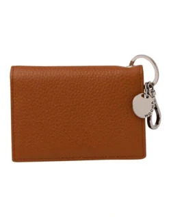 Leather Card Case With Keyring In Tan