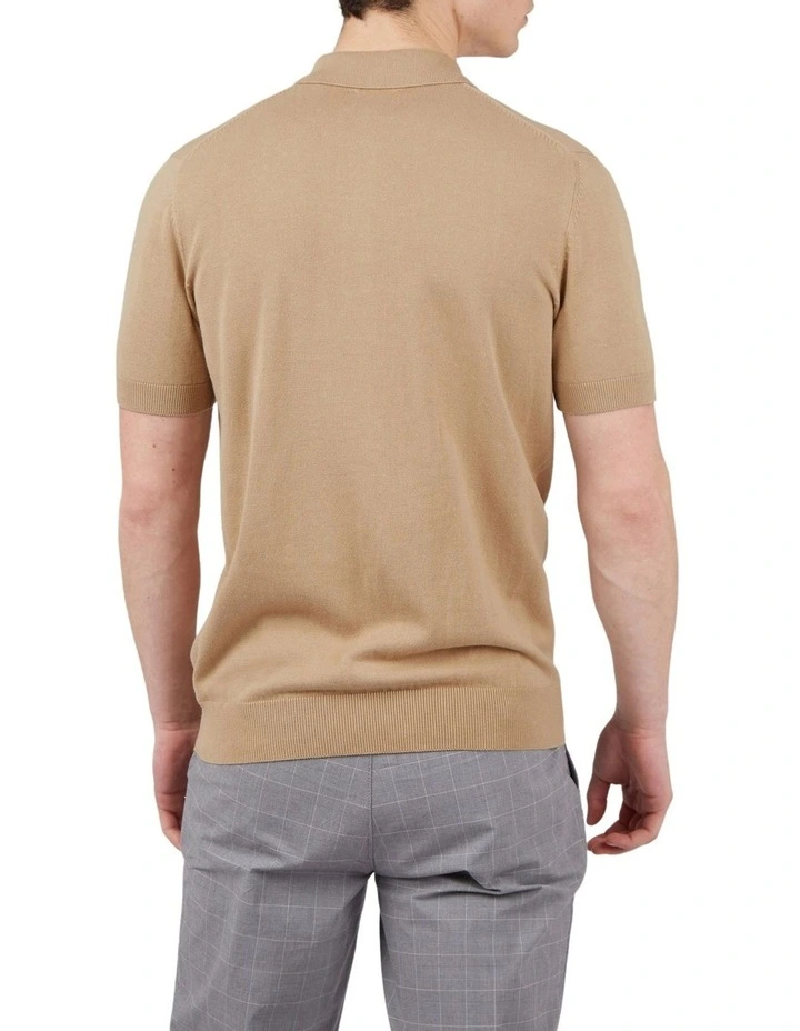 Ben Sherman Signature Knitted Polo In Sand 2 Ben Sherman Signature Knitted Polo In Sand - Image 2