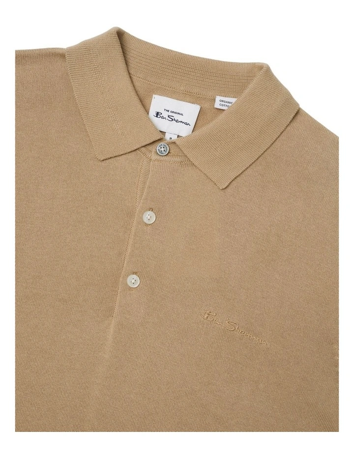Ben Sherman Signature Knitted Polo In Sand 4 Ben Sherman Signature Knitted Polo In Sand - Image 4
