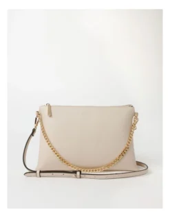 Basque Kiera Multi Gusset Shoulder Bag In Stone