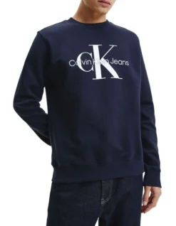 Calvin Klein Jeans Core Monogram Crewneck In Night Sky