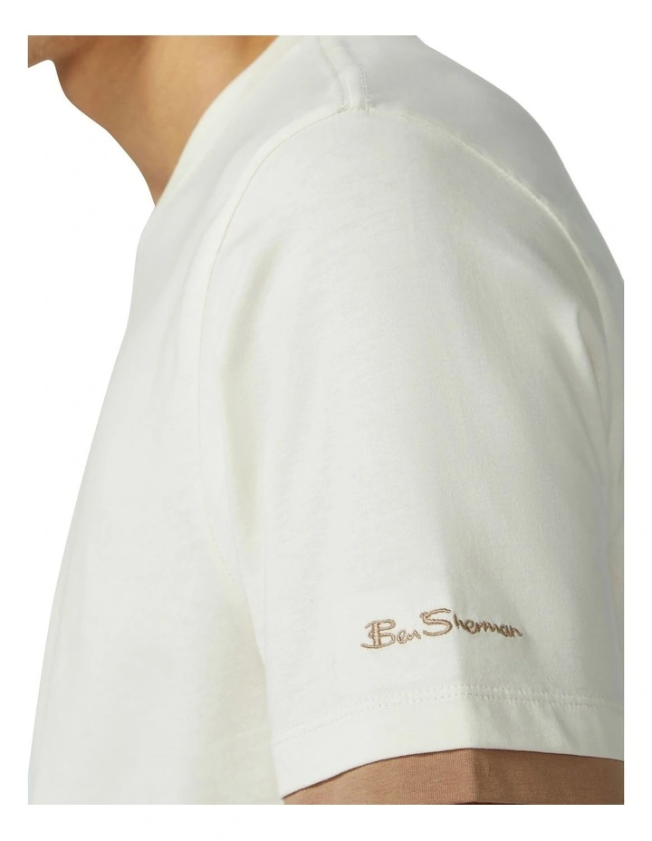 Ben Sherman Layer Rib Tee In Ecru 3 Ben Sherman Layer Rib Tee In Ecru - Image 3