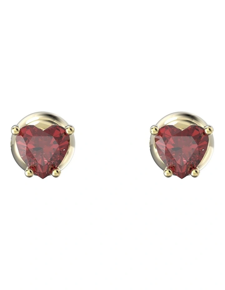 Swarovski Stilla Stud Earrings Heart Gold-Tone Plated In Red 1 Swarovski Stilla Stud Earrings Heart Gold-Tone Plated In Red