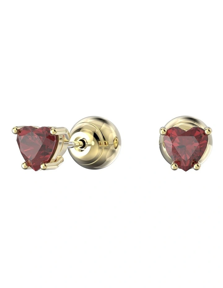 Swarovski Stilla Stud Earrings Heart Gold-Tone Plated In Red 2 Swarovski Stilla Stud Earrings Heart Gold-Tone Plated In Red - Image 2