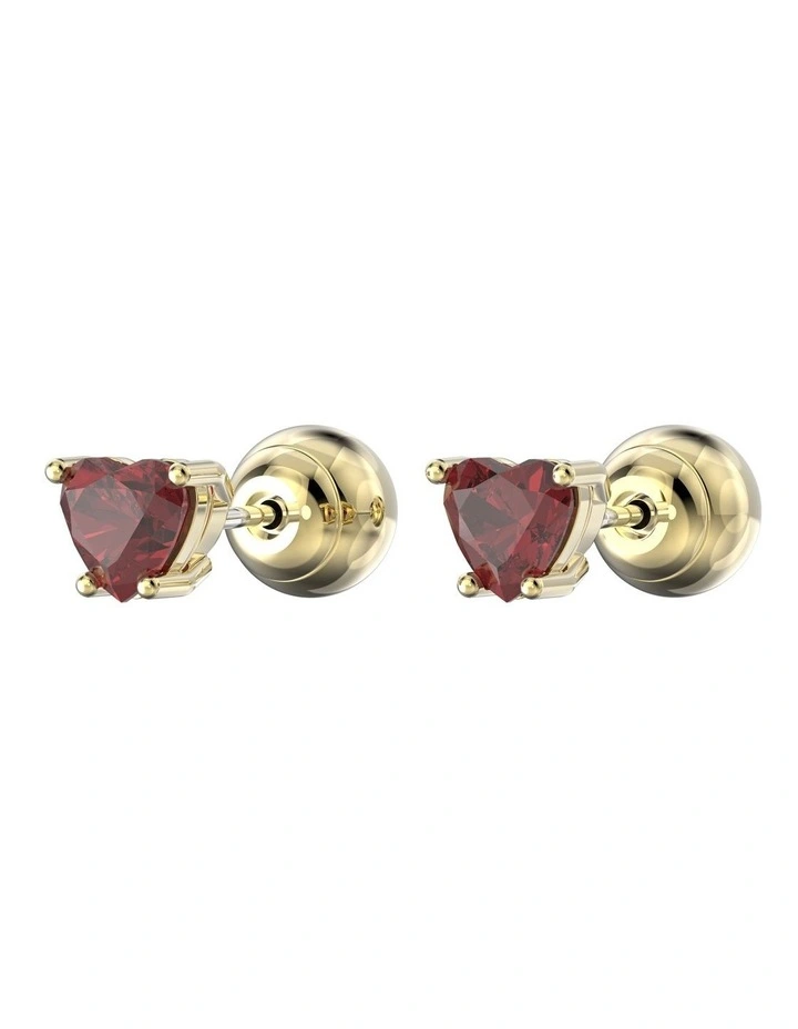 Swarovski Stilla Stud Earrings Heart Gold-Tone Plated In Red 3 Swarovski Stilla Stud Earrings Heart Gold-Tone Plated In Red - Image 3