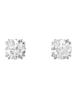 Swarovski Constella Stud Earrings Round Cut Rhodium Plated In White