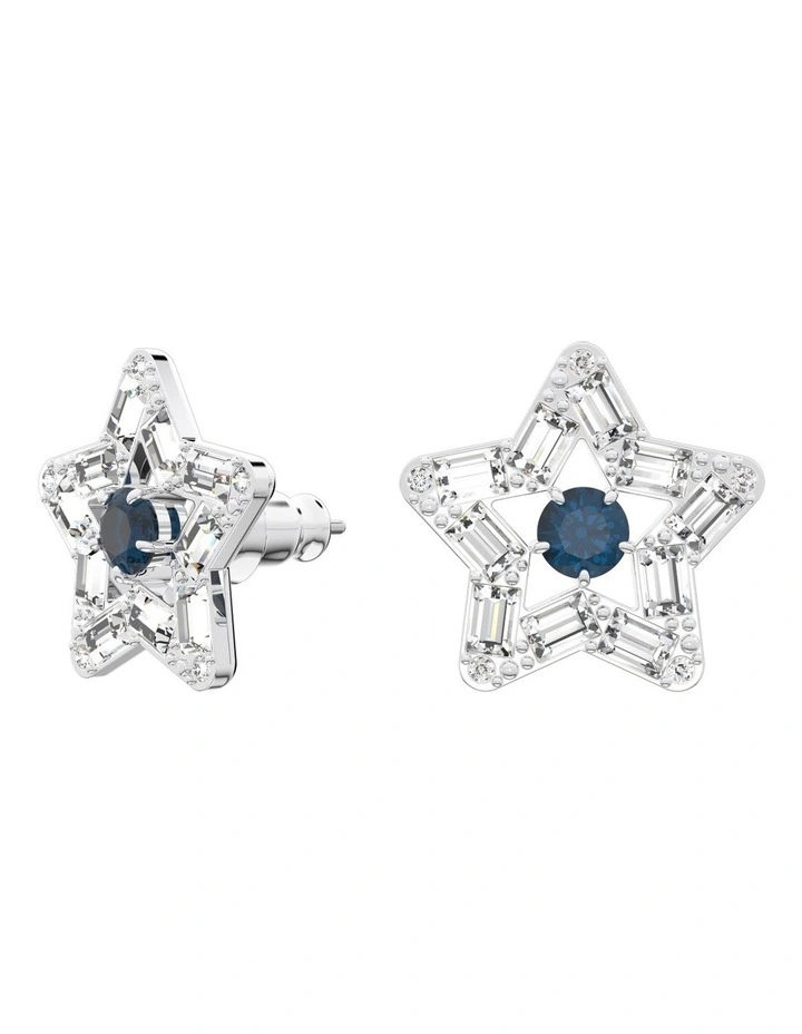 Swarovski Stella Stud Earrings Mixed Cuts Star Rhodium Plated In Blue 2 Swarovski Stella Stud Earrings Mixed Cuts Star Rhodium Plated In Blue - Image 2