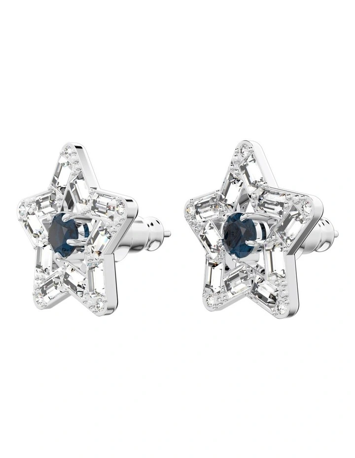 Swarovski Stella Stud Earrings Mixed Cuts Star Rhodium Plated In Blue 3 Swarovski Stella Stud Earrings Mixed Cuts Star Rhodium Plated In Blue - Image 3