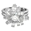 Swarovski Gema Cocktail Ring Mixed Cuts Flower Rhodium Plated In White