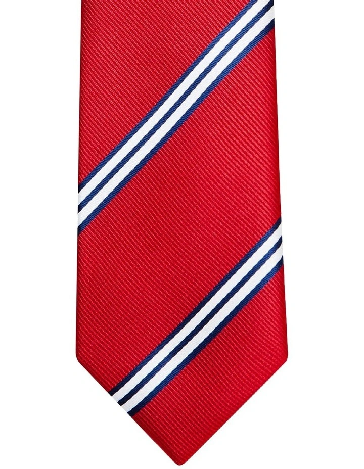 Van Heusen Stripe Poly Tie In Red 2 Van Heusen Stripe Poly Tie In Red - Image 2