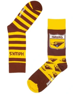 Hawthorn Heritage Stripe 2 Pack Cotton Socks In Brown/Gold