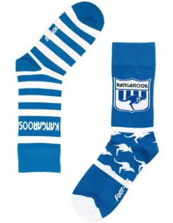 North Melbourne Heritage Stripe 2 Pack Cotton Socks In Blue