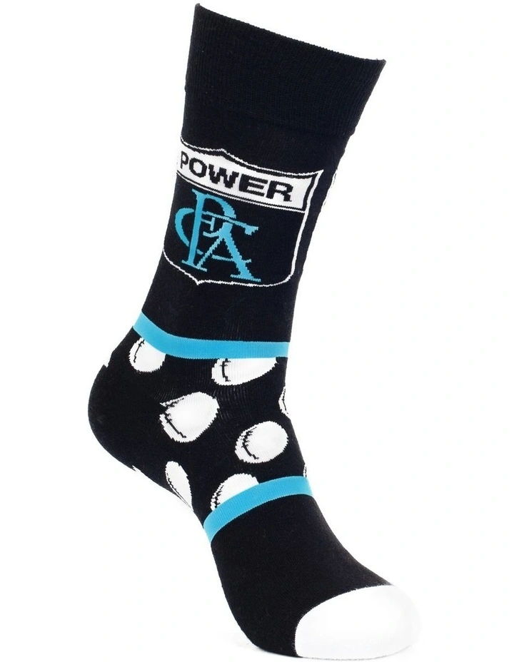 Port Adelaide Heritage Stripe 2 Pack Cotton Socks In Teal/Black 2 Port Adelaide Heritage Stripe 2 Pack Cotton Socks In Teal/Black - Image 2
