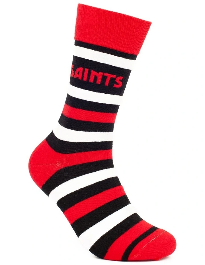 St Kilda Heritage Stripe 2 Pack Cotton Socks In Black/White 3 St Kilda Heritage Stripe 2 Pack Cotton Socks In Black/White - Image 3