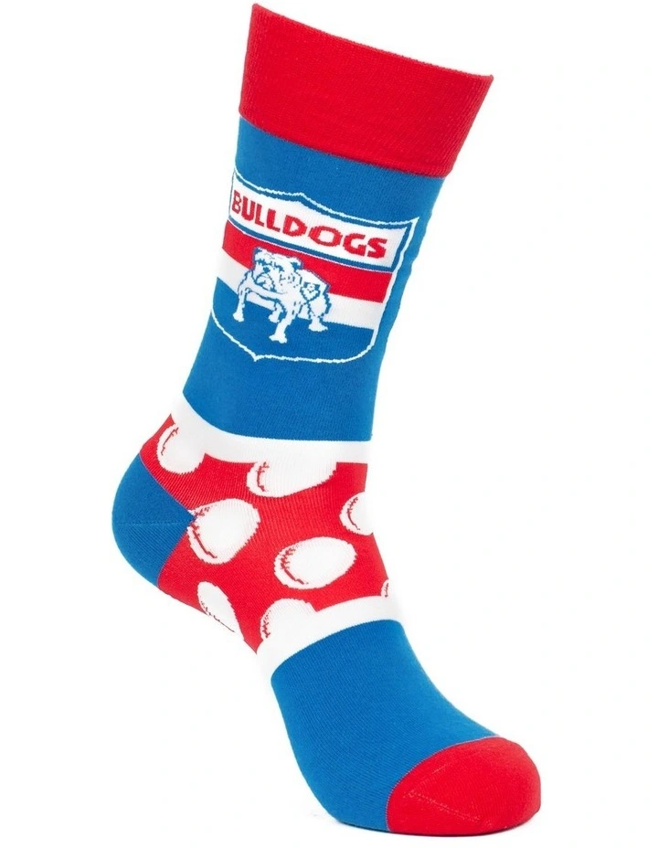 Western Bulldogs Heritage Stripe 2 Pack Cotton Socks In Blue 2 Western Bulldogs Heritage Stripe 2 Pack Cotton Socks In Blue - Image 2