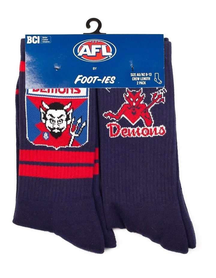 Melbourne Demons Heritage Sneaker Socks 2 Pack Cotton In Navy/Red 2 Melbourne Demons Heritage Sneaker Socks 2 Pack Cotton In Navy/Red - Image 2