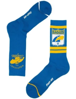 West Coast Eagles Heritage Sneaker Socks 2 Pack Cotton In Blue