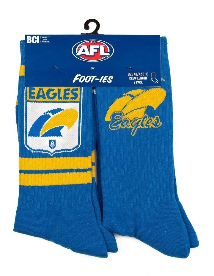 West Coast Eagles Heritage Sneaker Socks 2 Pack Cotton In Blue 2 West Coast Eagles Heritage Sneaker Socks 2 Pack Cotton In Blue - Image 2