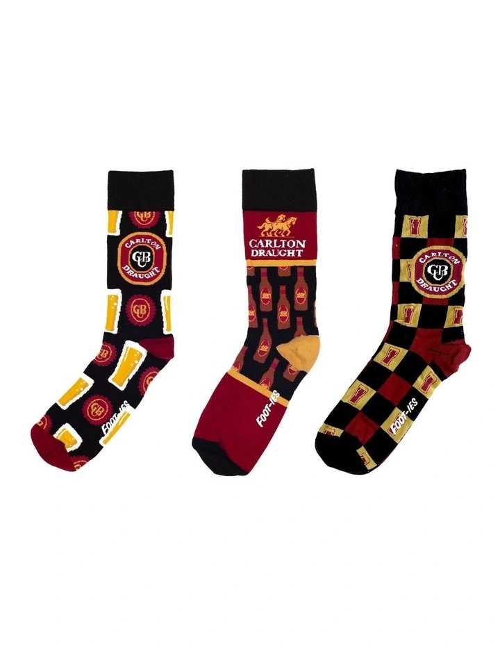 Carlton Draught Socks Gift Can 3 Pack In Multi 1 Carlton Draught Socks Gift Can 3 Pack In Multi