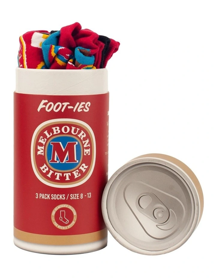 Melbourne Bitter Socks Gift Can 3 Pack In Multi 2 Melbourne Bitter Socks Gift Can 3 Pack In Multi - Image 2