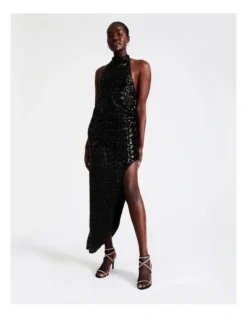 Sequin Halter Dress In Black 11 Sequin Halter Dress In Black -Myer Clothing Shop 928619920 5 720x928