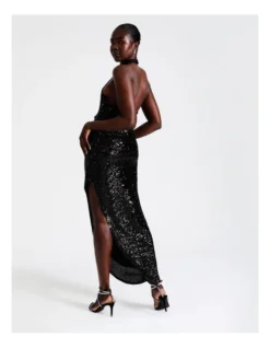 Sequin Halter Dress In Black 12 Sequin Halter Dress In Black -Myer Clothing Shop 928619920 6 720x928