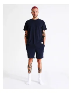Jack & Jones Basic Short Sleeve Tee And Shorts Set In Maritime Blue
