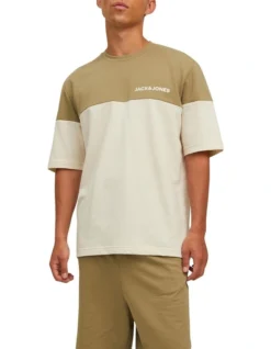 Jack & Jones Colour Block Tee And Short Set In Convert Green