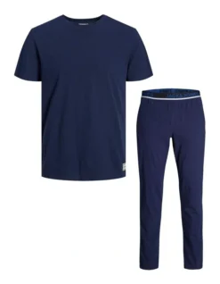 Jack & Jones Basic Short Sleeve Tee And Pants Set In Blue