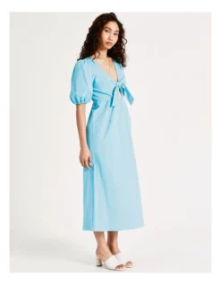 Knot Cut Out Organic Cotton Midi Dress In Blue -Myer Clothing Shop 928646290 4 720x928