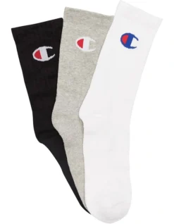 Champion 3 Pack Logo Crew Socks In Multi