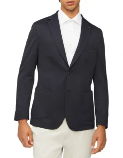 Calvin Klein Puppytooth Knit Blazer In Navy